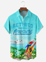 Men's Retired Vacation Parrot with Guitar Short Sleeve Casual ShirtMens short sleeve shirts Big and tall Mens shirts Short sleeve shirts for men Mens 4xl shirts Casual short sleeve shirts