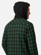 Men's Hooded Plaid Double Pocket Long Sleeve Shirt Eleven Oasis