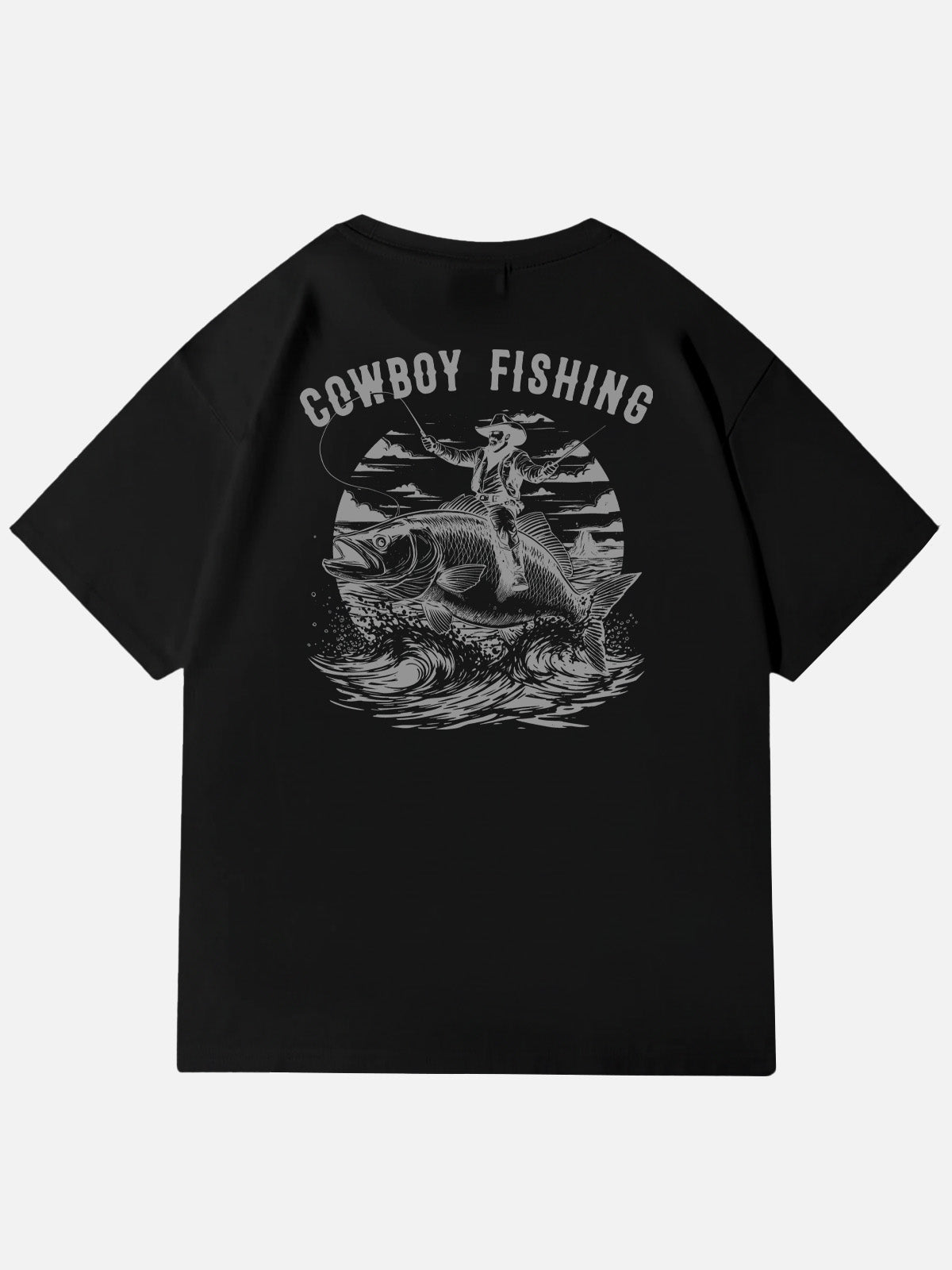 Cowboy Fishing Novelty Cotton T-Shirt Eleven Oasis