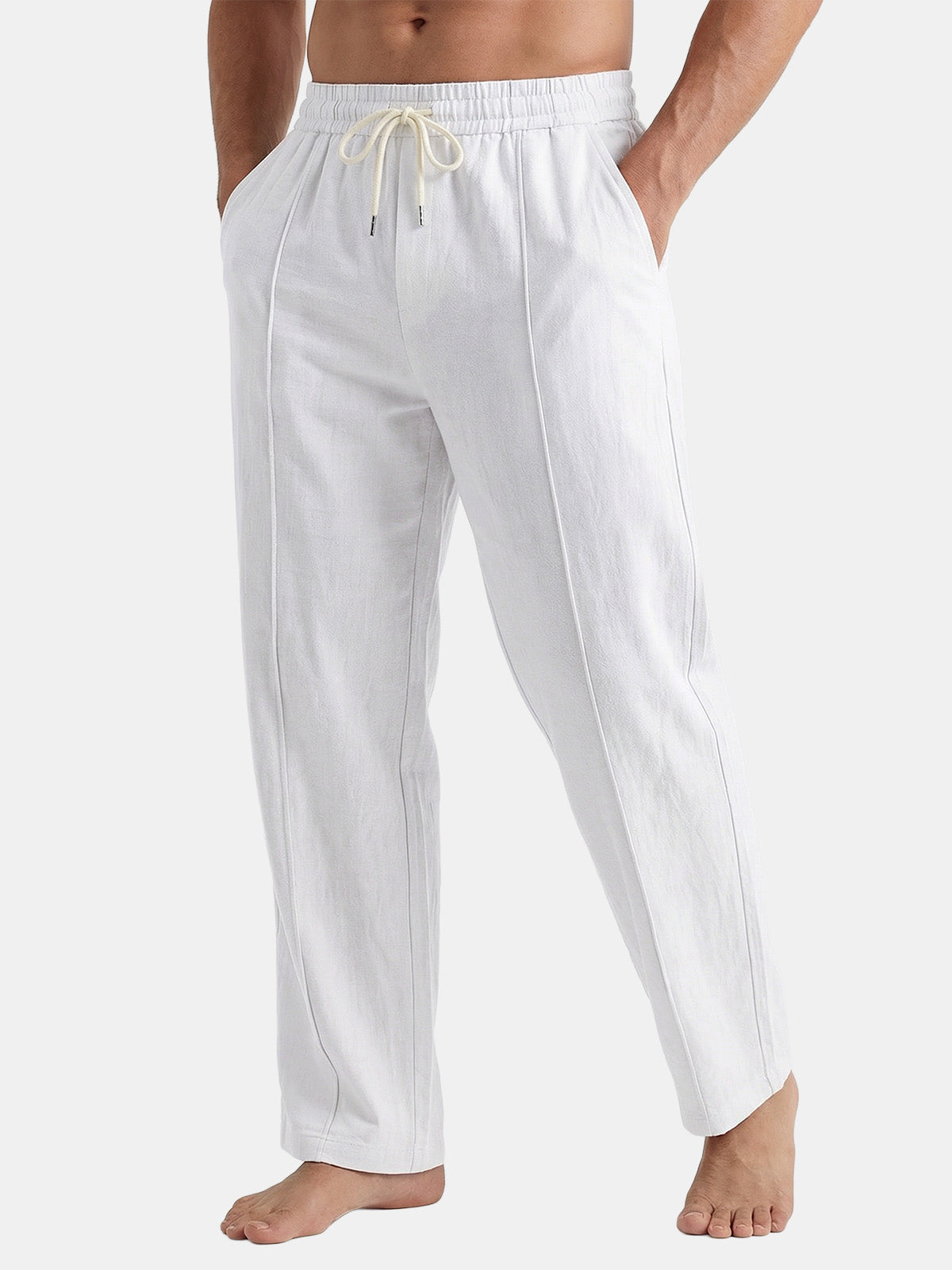 Men's Casual Linen-Blend Drawstring Pants Eleven Oasis