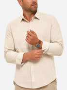 Men's Linen Blend Regular Fit Long Sleeve Shirt Eleven Oasis