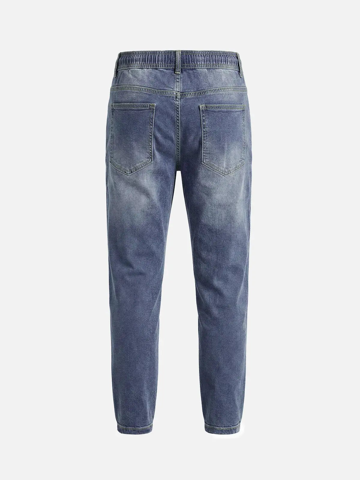 Men's Distressed Wash Drawstring Tapered Denim Pants ElevenOasis