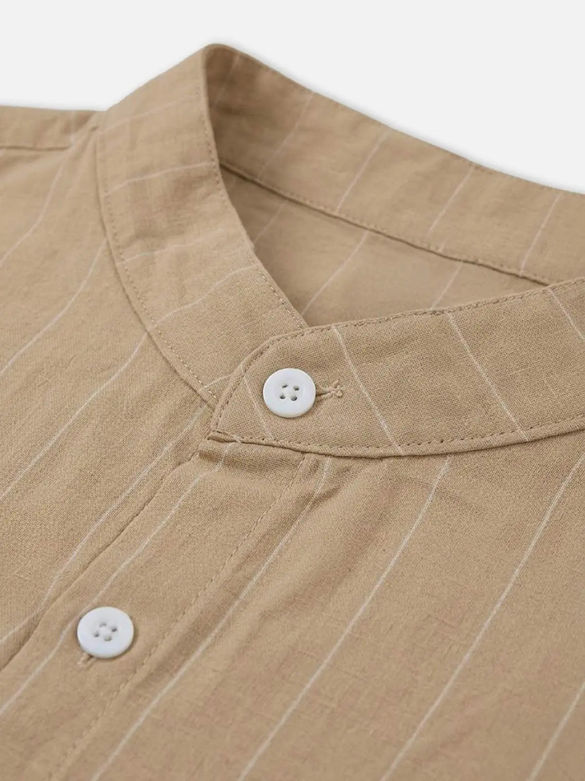 Men's Slim Fit Vertical Stripe Mandarin Collar Long Sleeve Shirt Eleven Oasis