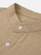 Men's Slim Fit Vertical Stripe Mandarin Collar Long Sleeve Shirt Eleven Oasis