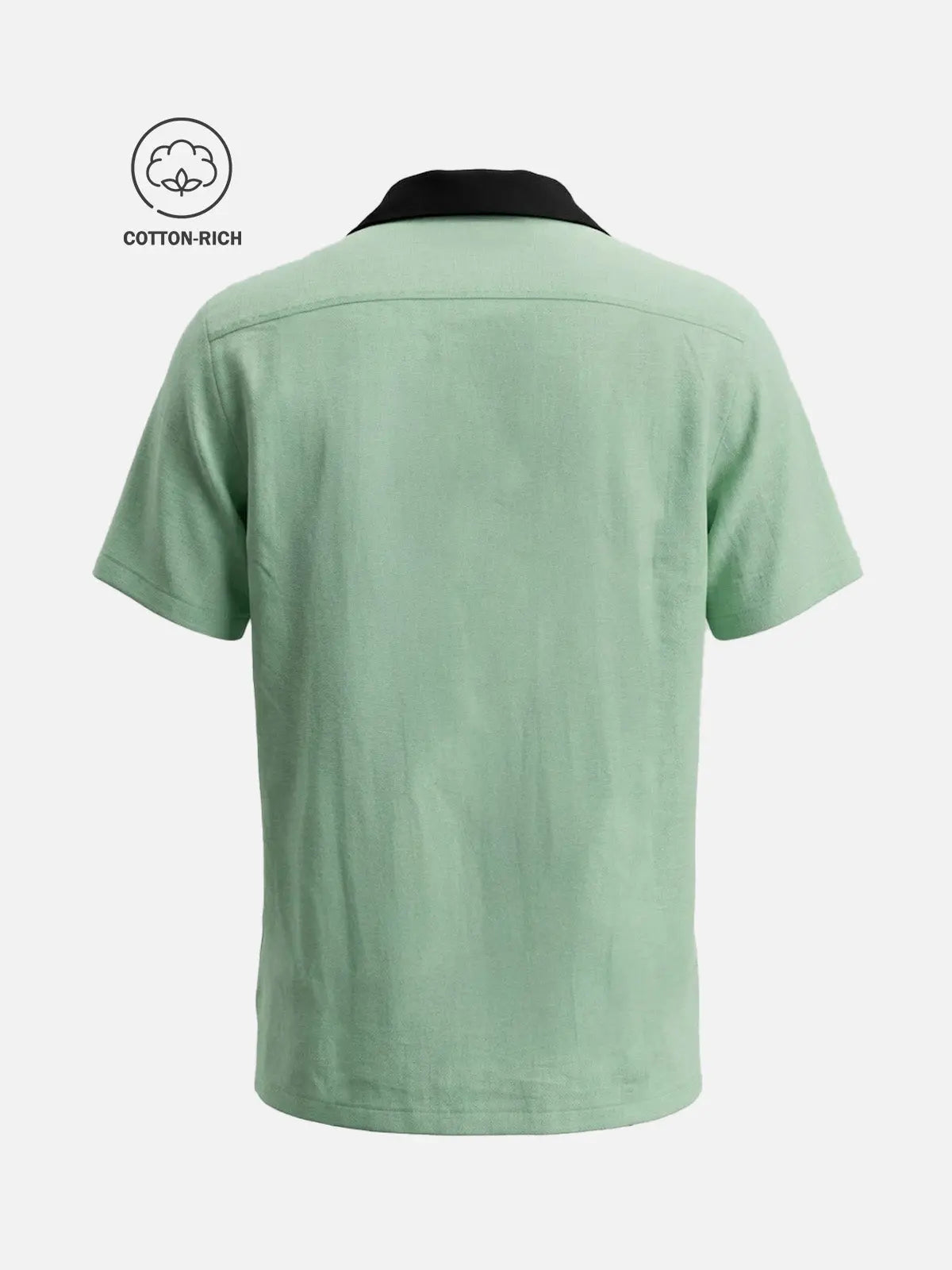Men's Cotton Retro Piped Bowling Short Sleeve Shirt Eleven Oasis
