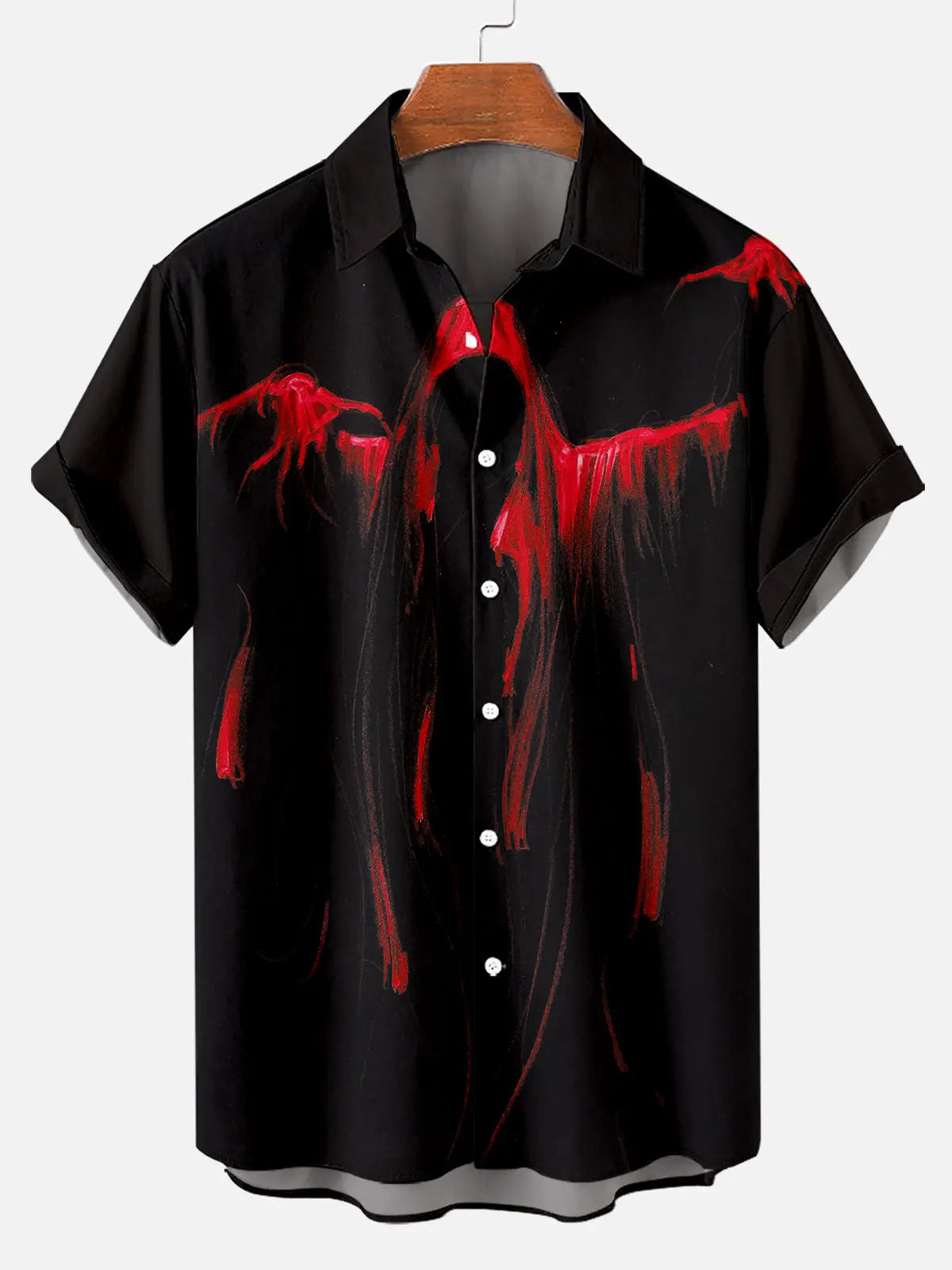 Tall Men's Grim Reaper Halloween Short Sleeve Shirt Eleven Oasis