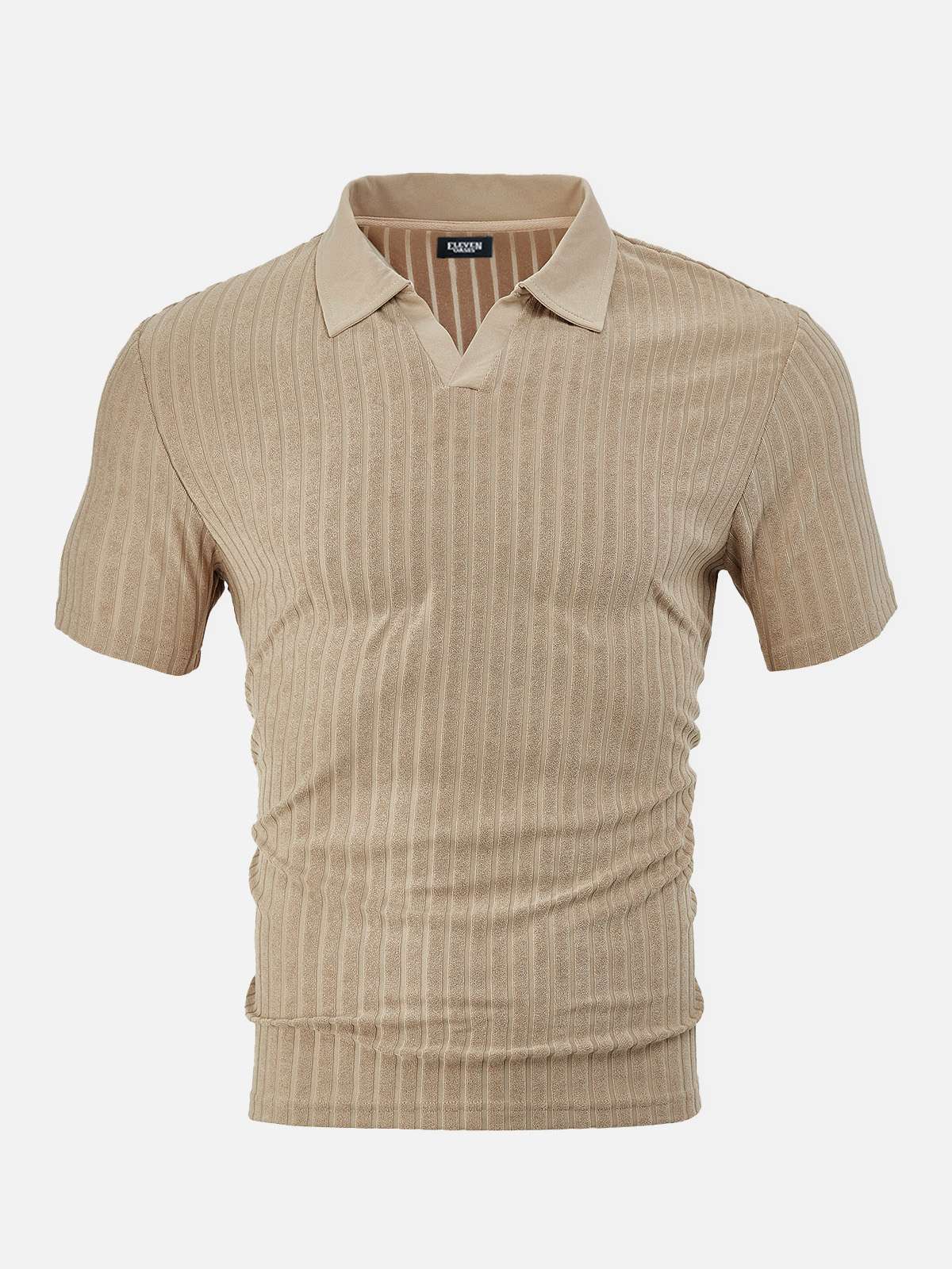 Men's Slim Fit Textured Open Collar Polo Shirt Eleven Oasis