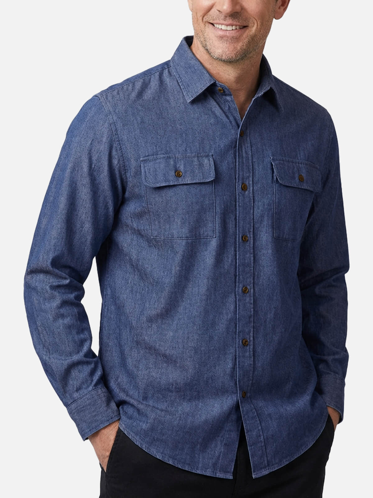 Men's Classic Denim Utility Long Sleeve Shirt Eleven Oasis