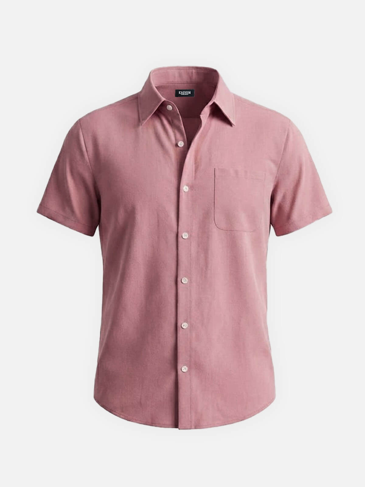 Men's Classic Solid Button Down Short Sleeve Shirt Eleven Oasis