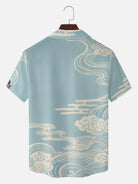 Men's Japanese Tiger & Peony Sky Short Sleeve Shirt 