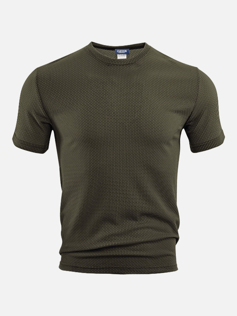 Men's Textured Jacquard Crew Neck T-Shirt ElevenOasis