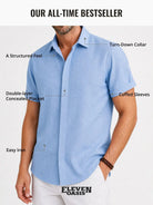 Men's Linen Cotton Blend Short Sleeve Shirt ElevenOasis