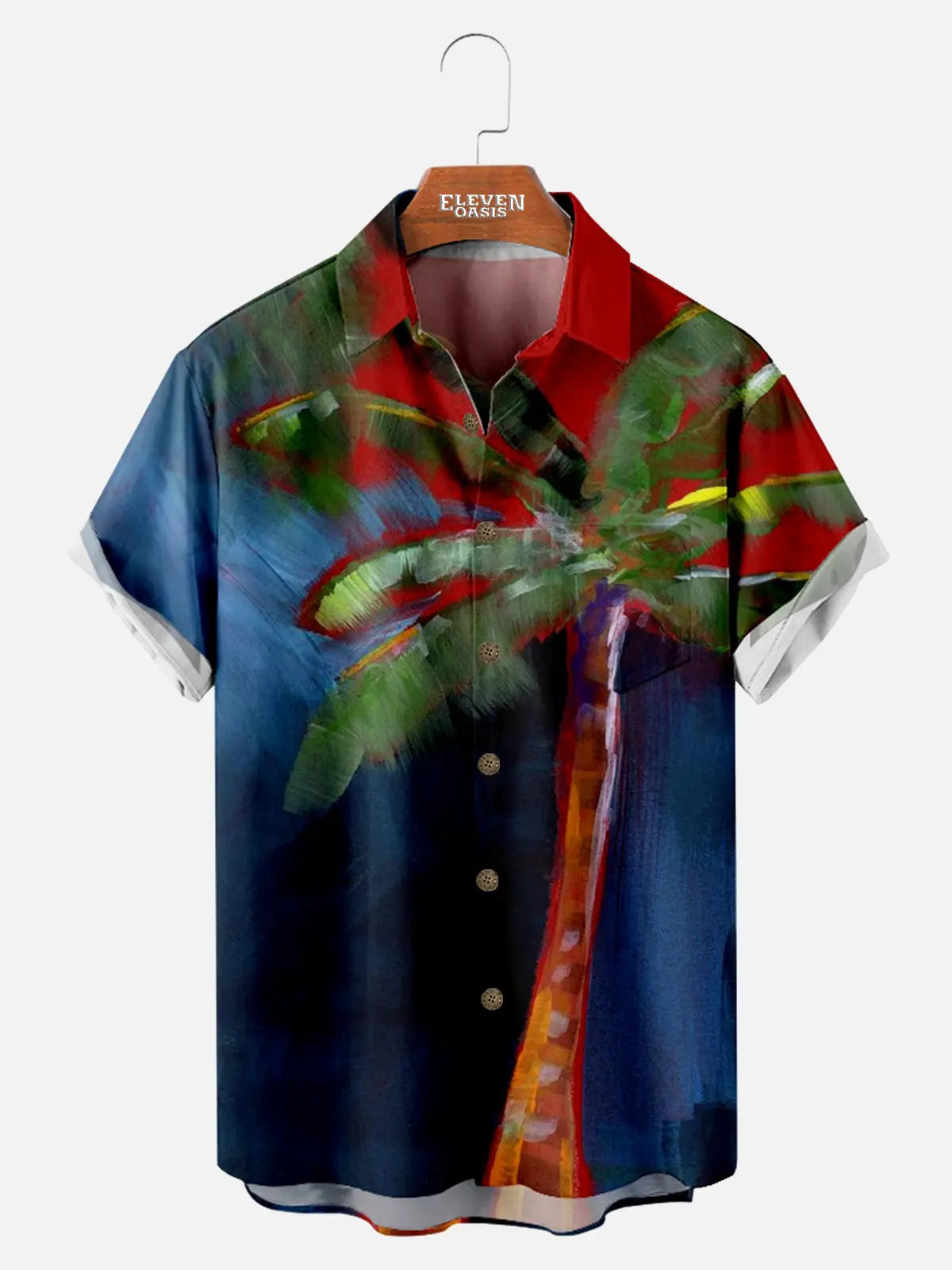 Men's Oil Paint Palm Tree Short Sleeve Shirt Eleven Oasis