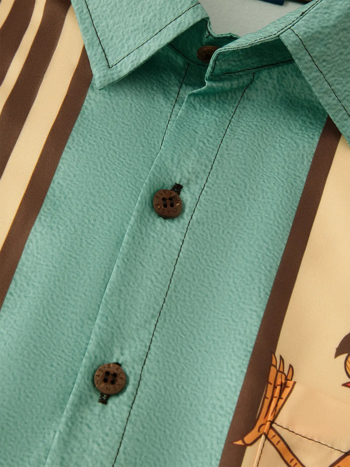 Men's Striped Everyday with Toucan in a Cocktail Glass Short Sleeve Casual Shirt ElevenOasis