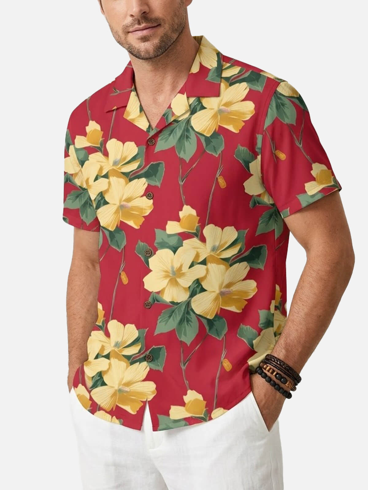 Men's Retro Tropical Floral Short Sleeve Shirt Eleven Oasis