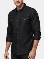Men's Classic Denim Western Long Sleeve Shirt ElevenOasis