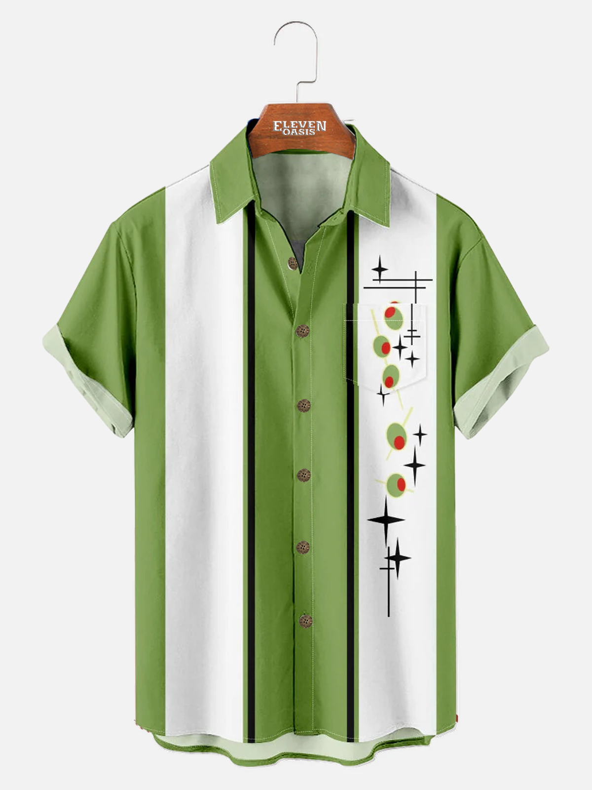 Tall Men's Olives are the Best Bowling Shirt with Chest Pocket