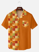 Men's Thanksgiving Plaid Turkey Short Sleeve Shirt ElevenOasis
