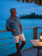 Men's Coastal Palm Stripe Short Sleeve Shirt Eleven Oasis