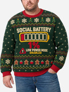 Social Battery Low Power Mode Ugly Christmas Sweater 