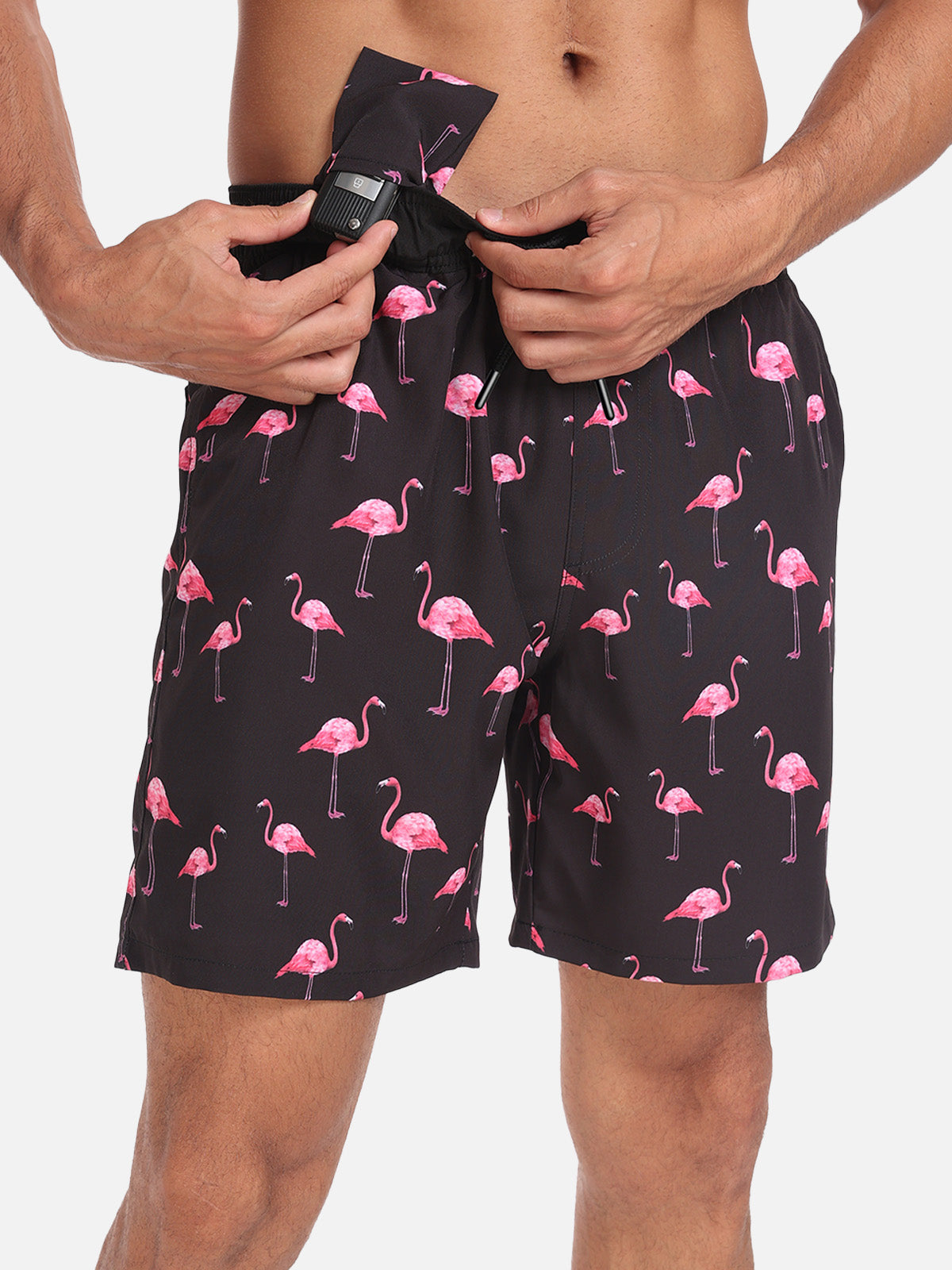 Men’s Vacation Swim Trunks Flamingo Tropical Summer Vacation Board Eleven Oasis