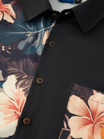 Men's Hawaii Retro Tropical Flora Short Sleeve Shirt ElevenOasis