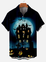Tall Men's Haunted House Halloween Short Sleeve Shirt Eleven Oasis