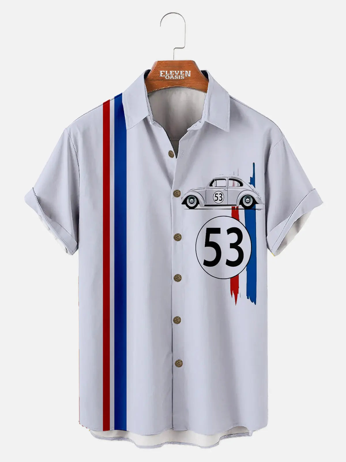 Automotive Elements Contrasting Stripe Short Sleeve Shirt ElevenOasis