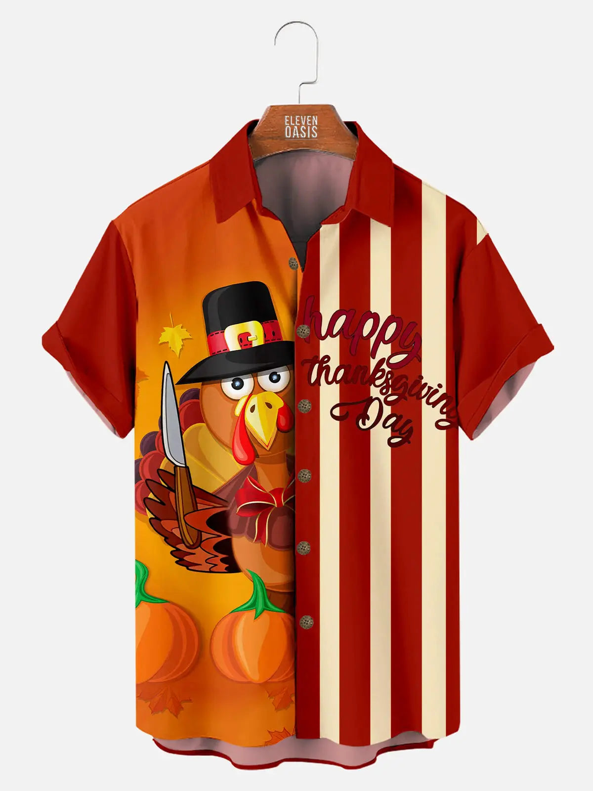 Happy Thanksgiving Day Men's Short Sleeve Shirt ElevenOasis