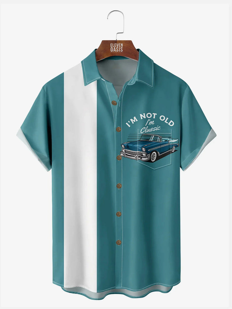 Men's Classic Car Bowling Short Sleeve Casual ShirtMens short sleeve shirts Big and tall Mens shirts Short sleeve shirts for men Mens 4xl shirts Casual short sleeve shirts