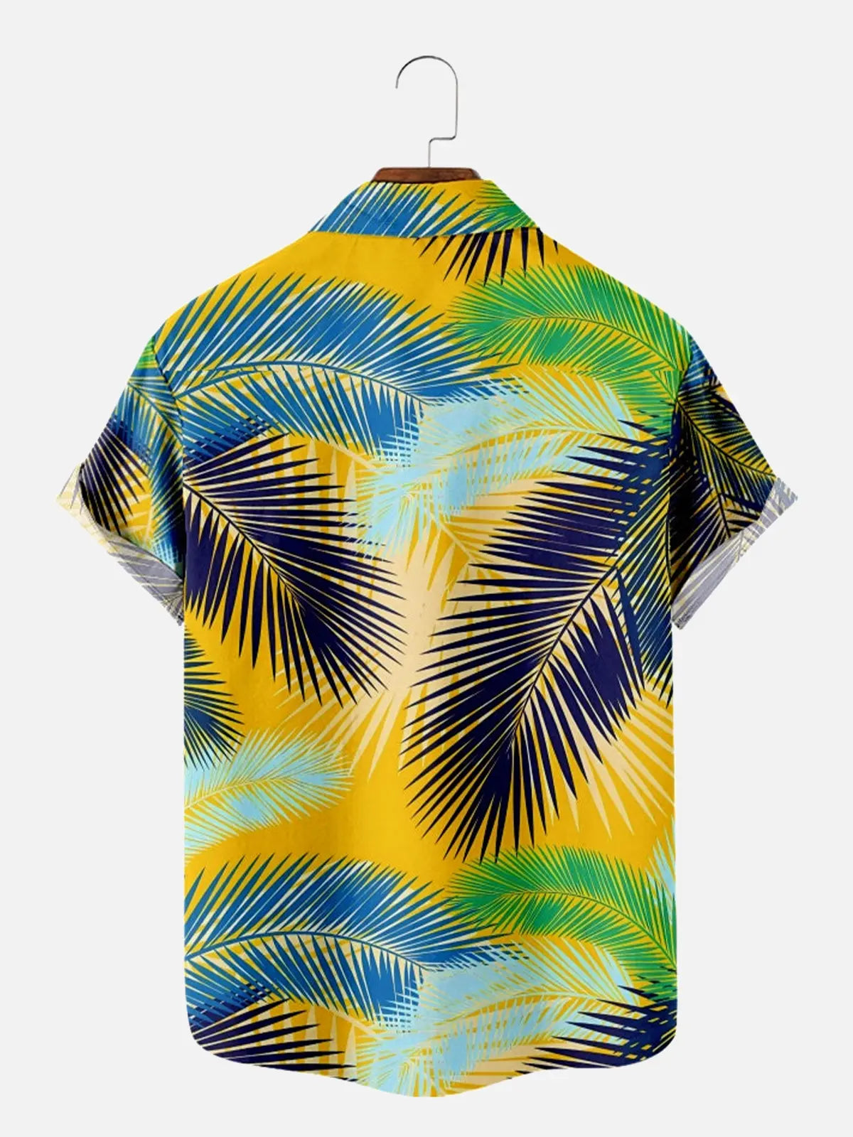 Men's Hawaiian Palm Leaf Print Colorful Casual Short Sleeve Shirt ElevenOasis