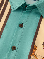 Men's Striped Everyday with Toucan in a Cocktail Glass Short Sleeve Casual Shirt ElevenOasis