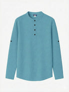 Men's Waffle Knit Henley Long Sleeve Shirt ElevenOasis