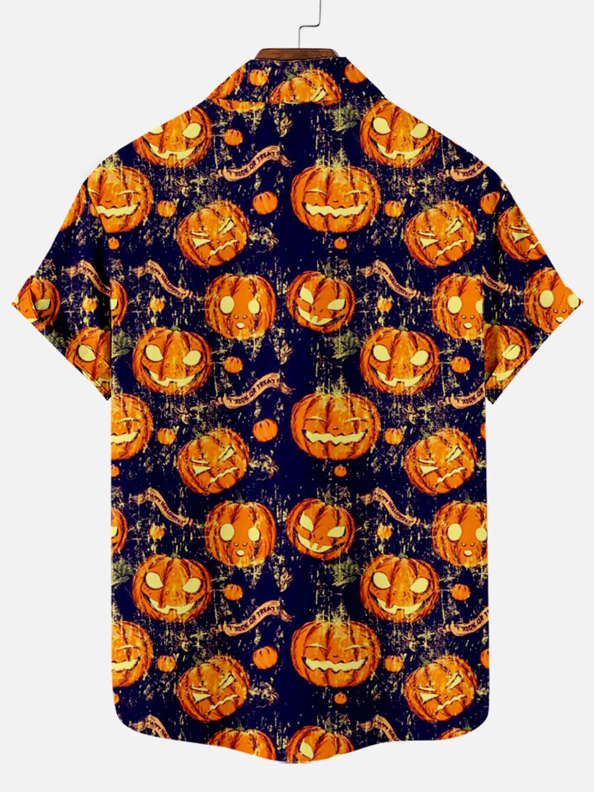 Tall Men's Jack-O'-Lantern Halloween Short Sleeve Shirt Eleven Oasis