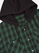 Men's Hooded Plaid Double Pocket Long Sleeve Shirt Eleven Oasis