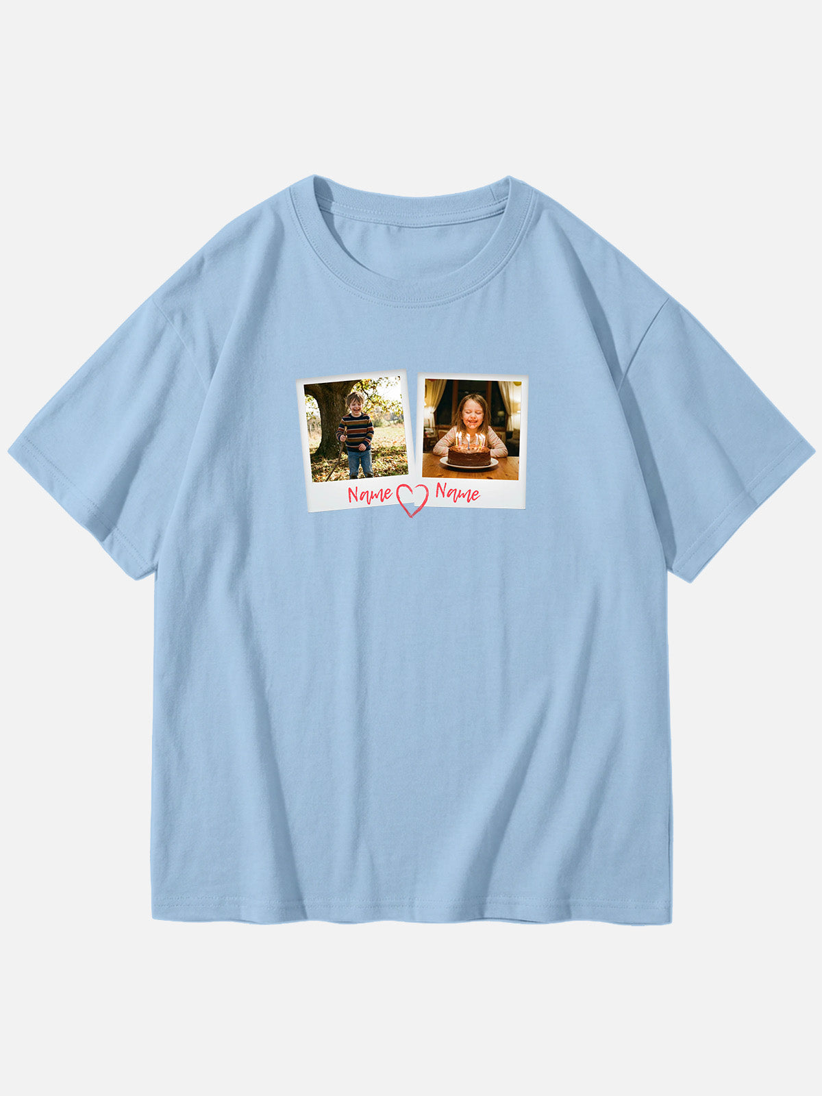 Custom Photos & Names Cotton Short Sleeve T-Shirt Eleven Oasis
