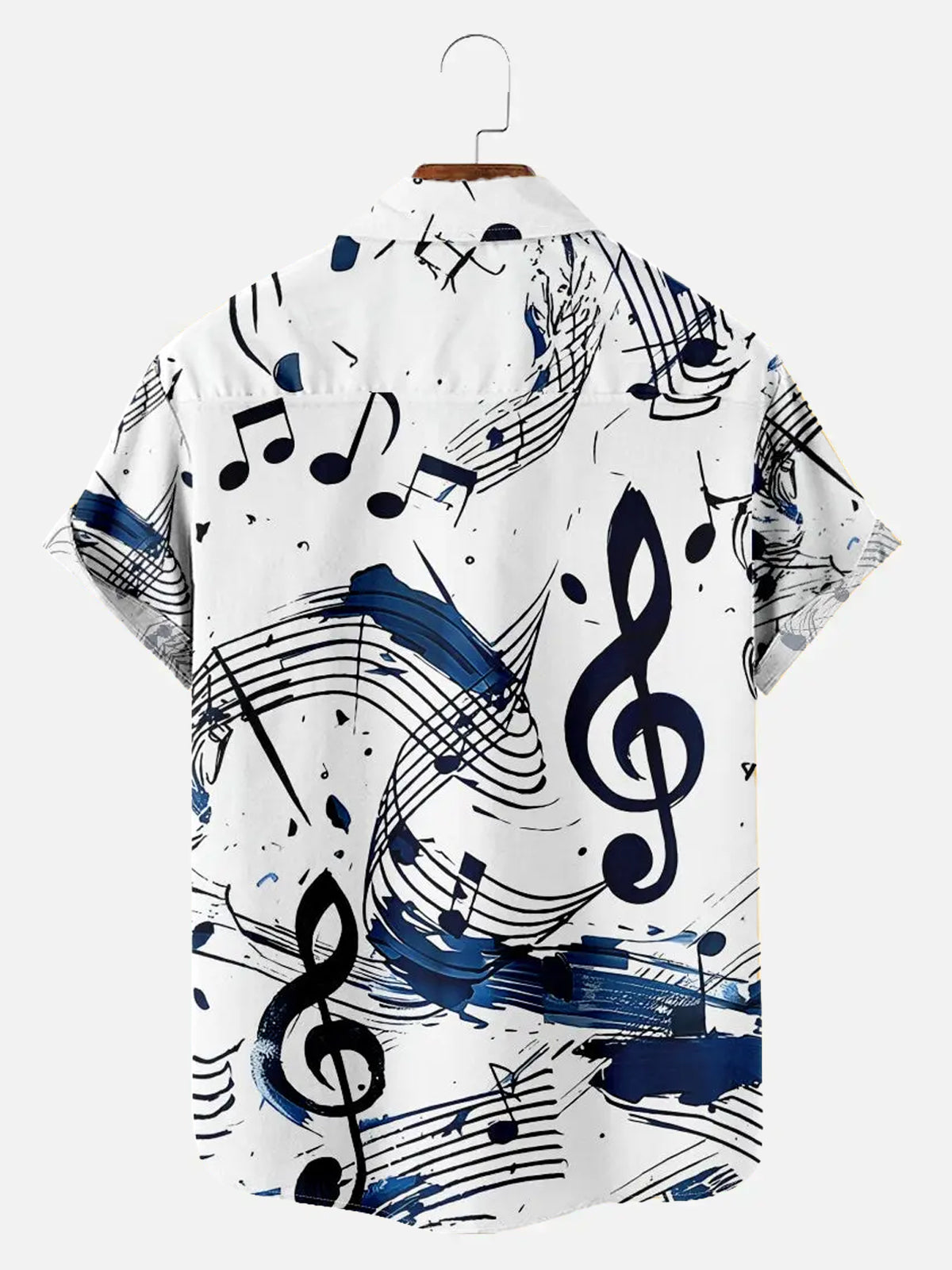 Men's Abstract Music Notes Print Short Sleeve Shirt ElevenOasis