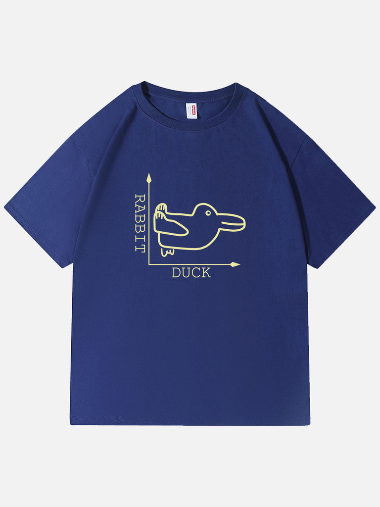 Men’s Easter Basic Cotton Round Neck T - Shirt Duck vs Rabbit Math Coordinates Eleven Oasis