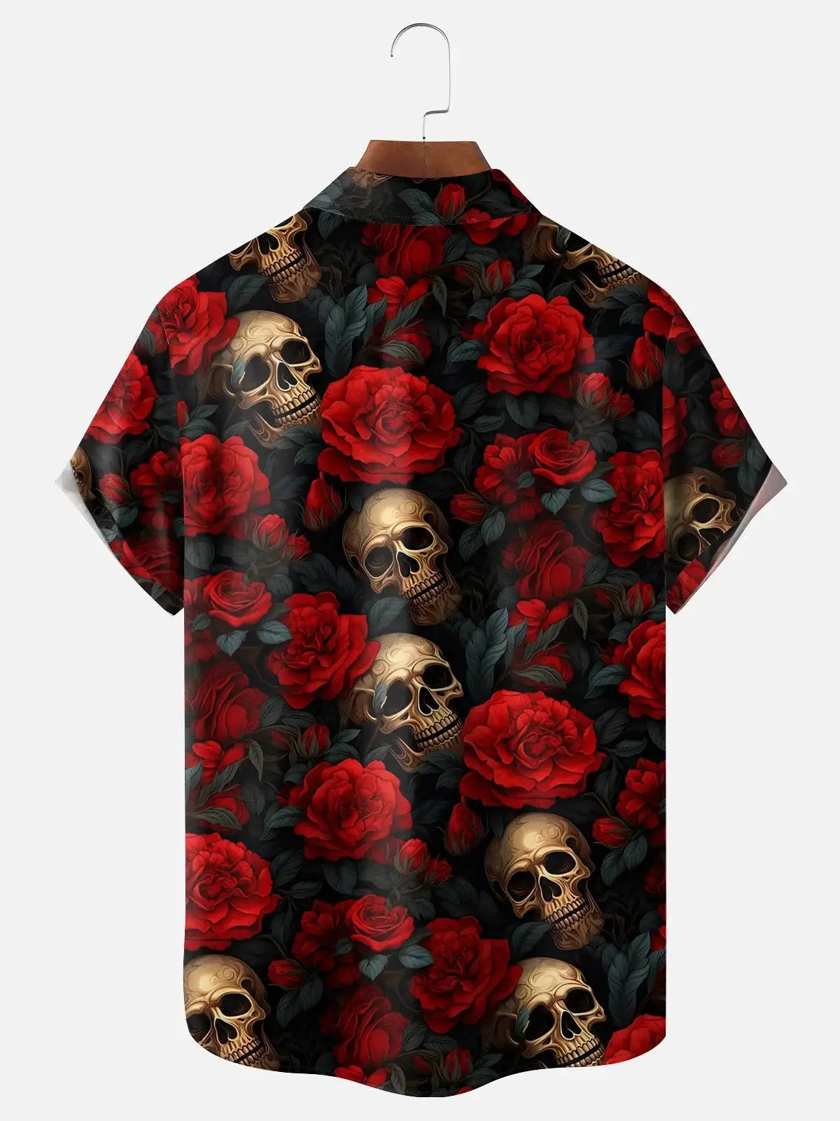 Men's Skulls and Roses Short Sleeve Casual ShirtMens short sleeve shirts Big and tall Mens shirts Short sleeve shirts for men Mens 4xl shirts Casual short sleeve shirts