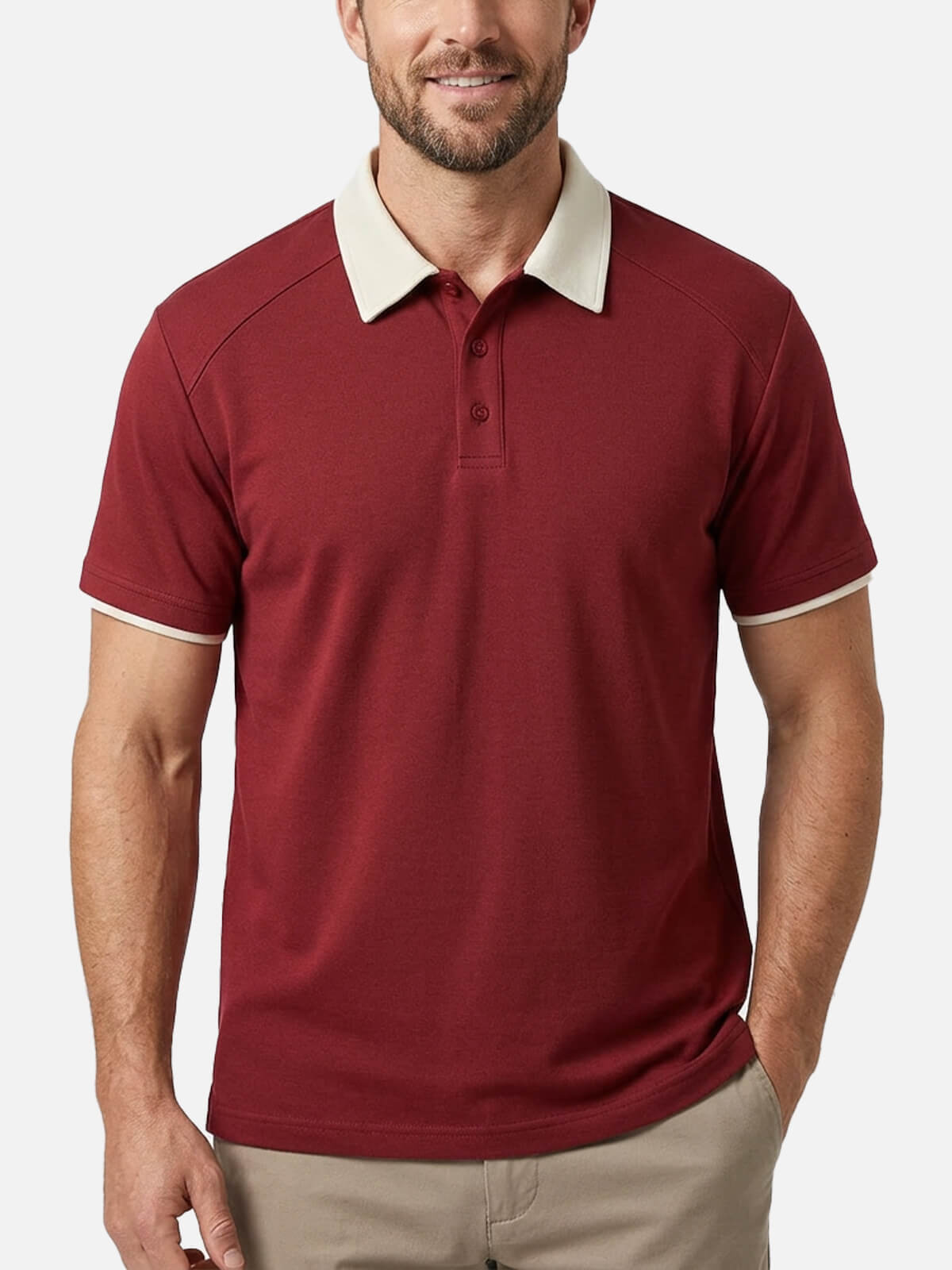 Men's Retro Contrast Collar Short Sleeve Polo Shirt Eleven Oasis