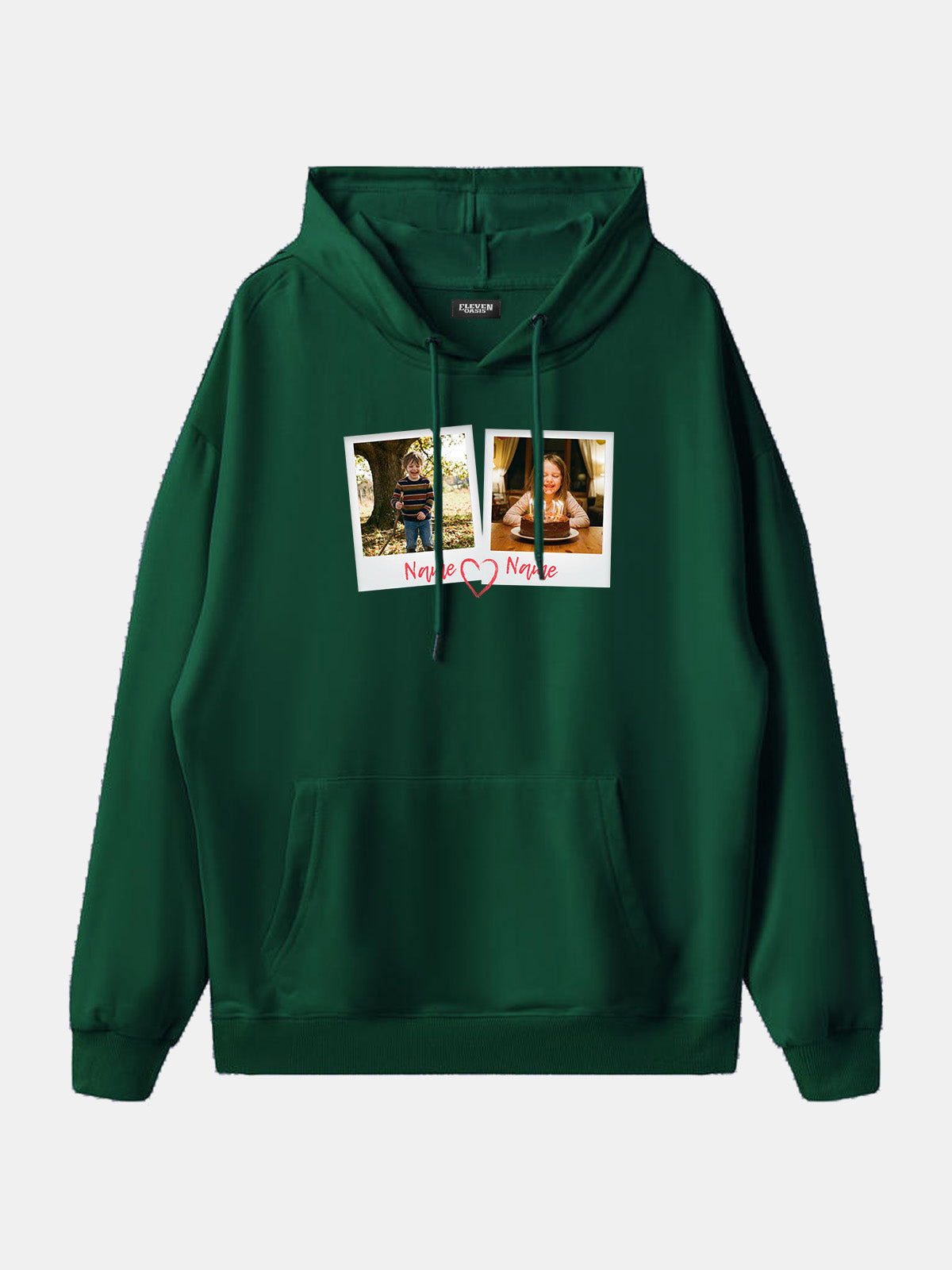 Custom Photos & Names Hoodie Eleven Oasis