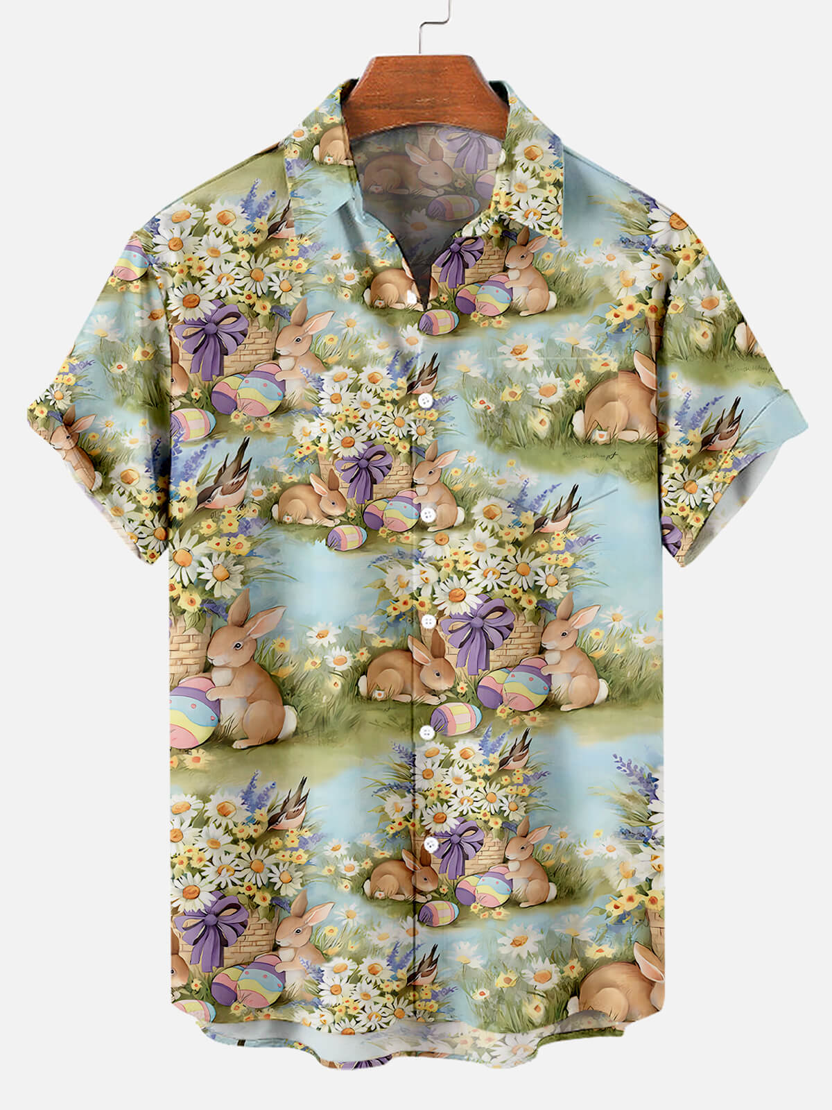 Men's Easter Egg Bunny Pattern Short Sleeve Shirt Summer Everest
