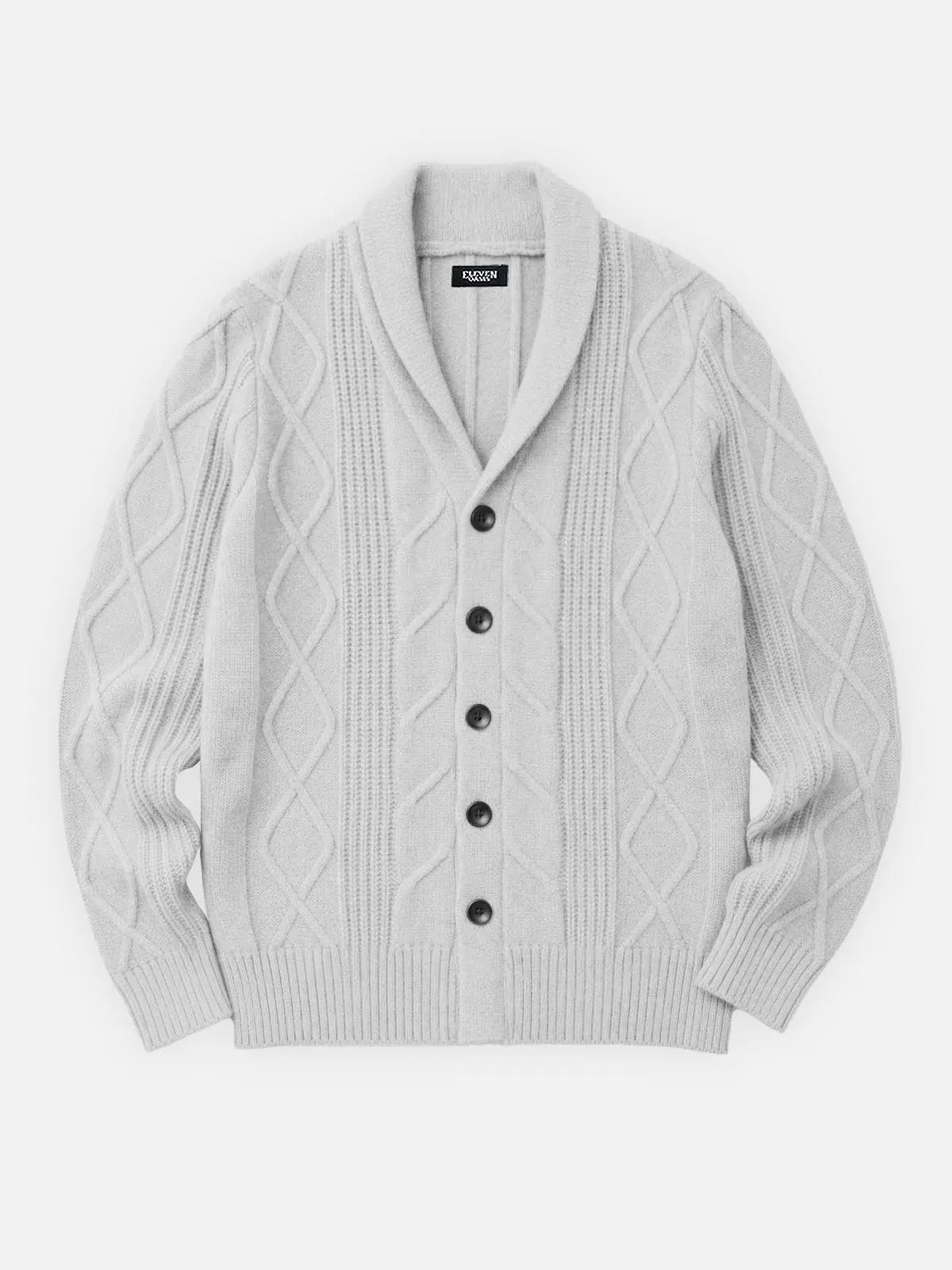 Men's Cable Knit Shawl Collar Slim Fit Cardigan Eleven Oasis