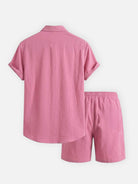 Men's Casual Textured Slim Fit Short Sleeve Shirt and Shorts Set Eleven Oasis