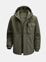 Men's Sherpa-Panel Hooded Puffer Jacket with Chest Pocket Eleven Oasis