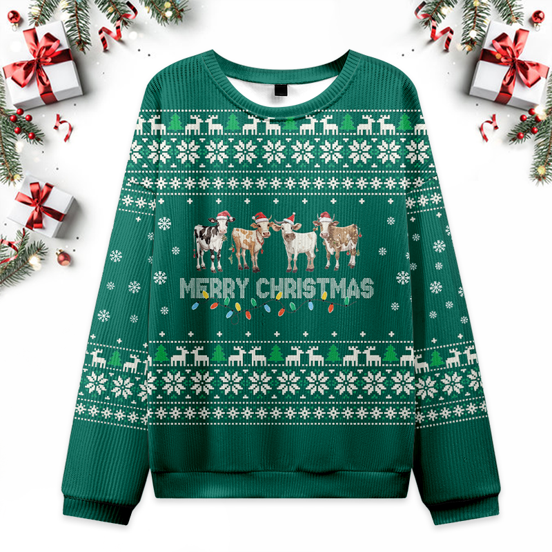 Merry Cows Ugly Christmas Sweater Eleven Oasis