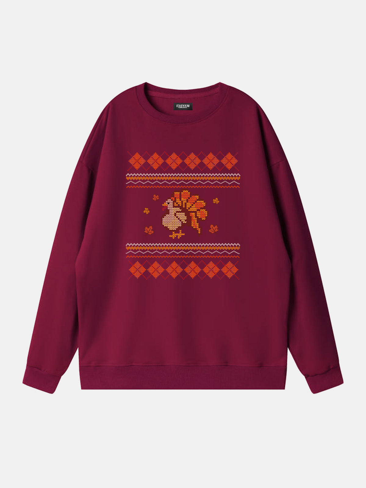 Thanksgiving Turkey Pattern Sweatshirt Eleven Oasis