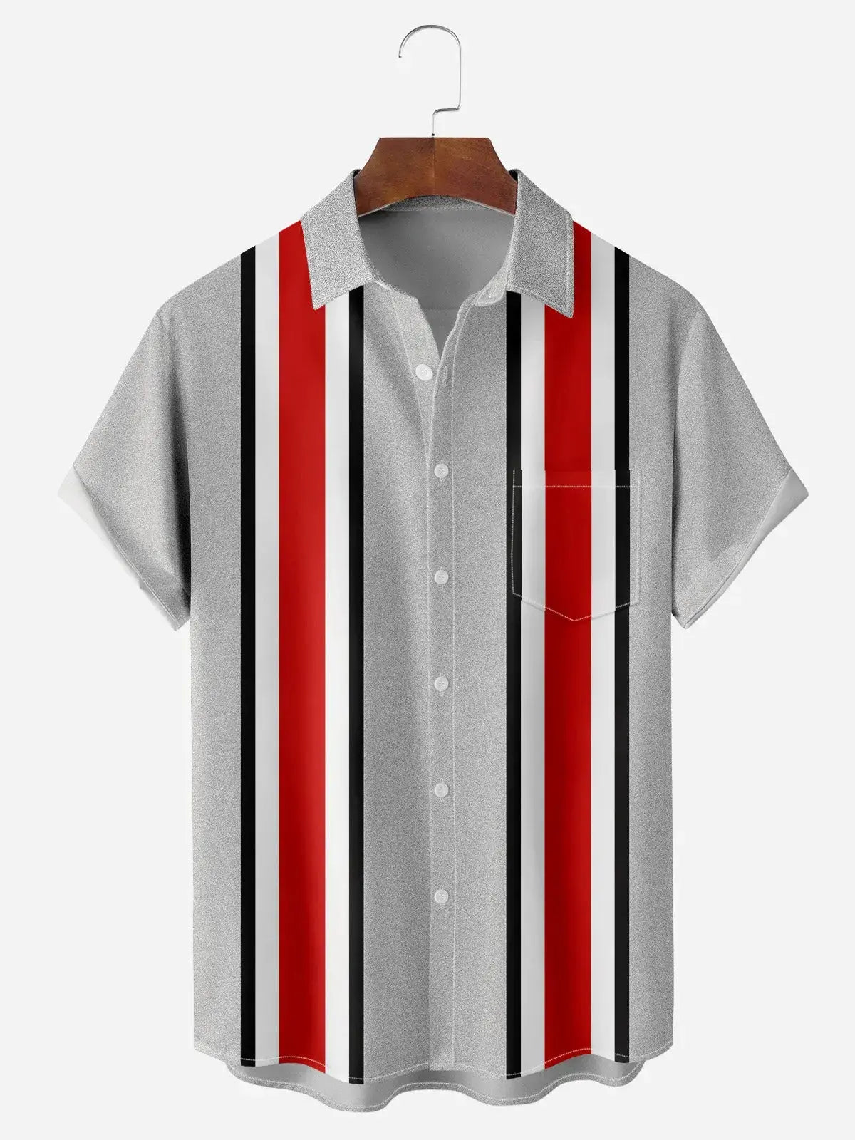 Men's Basic Striped Bowling Short Sleeve Casual ShirtMens short sleeve shirts Big and tall Mens shirts Short sleeve shirts for men Mens 4xl shirts Casual short sleeve shirts