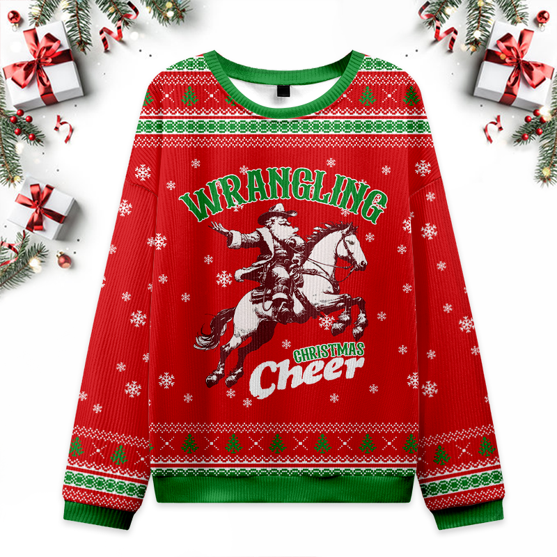 Wrangling Xmas Cheer Ugly Christmas Sweater Eleven Oasis