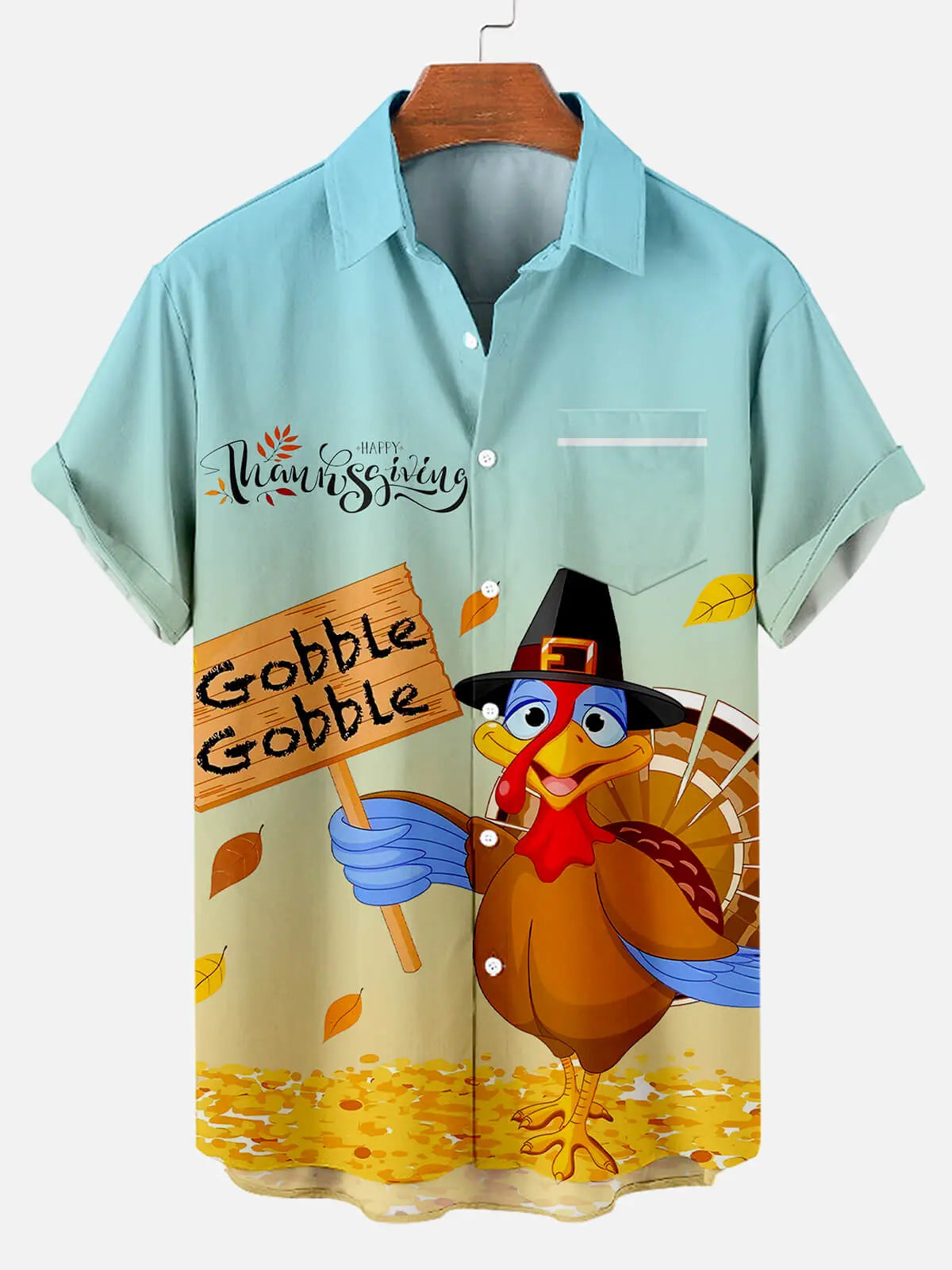Thanksgiving Turkey Illustration Men's Short Sleeve ShirtMens short sleeve shirts Big and tall Mens shirts Short sleeve shirts for men Mens 4xl shirts Casual short sleeve shirts